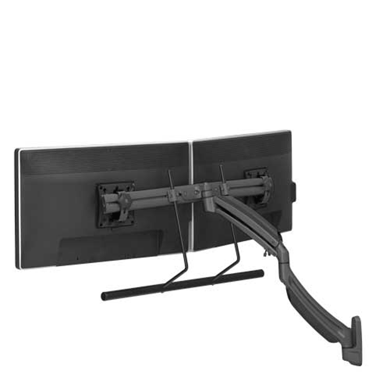 Chief Kontour Dynamic Array Wall Mount K1W22HB, dual monitor arm installed rear view