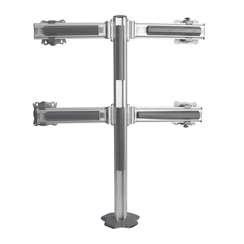 Chief Kontour Mount Array K3G220S, silver quad-display floor stand, front view