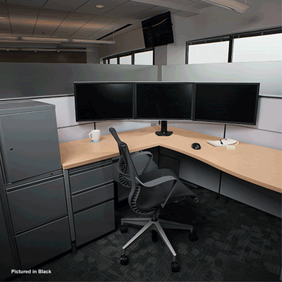 Chief Kontour Monitor Mount Array K3G310S, triple-monitor mount installed at workstation