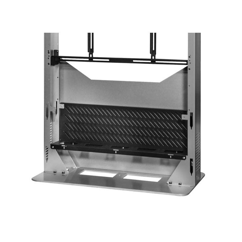 Peerless-AV Indoor Portrait Kiosk KIPC2555-S-WHL, equipment cabinet interior shelf view