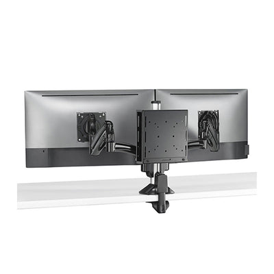 Chief Secure Thin Client PC Mounting Accessory KRA233B, dual-monitor mount with center device plate rear view