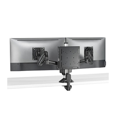 Chief Secure Thin Client PC Mounting Accessory KRA233B, dual-monitor mount with center device plate alternate rear view