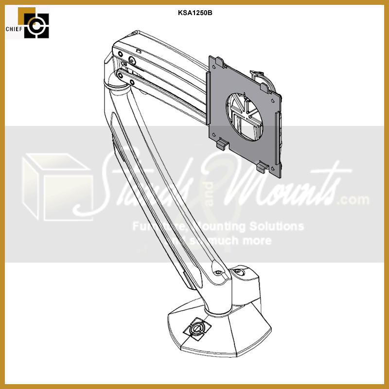 Chief Kontour Quick Connect Bracket for Dell Monitors, KSA1250B-2, articulating monitor arm technical drawing