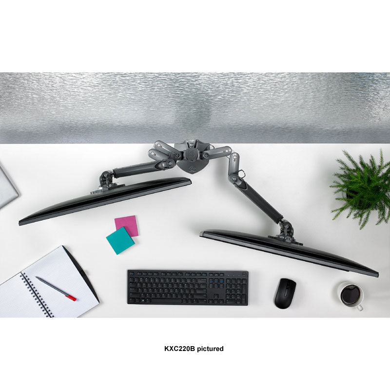 Chief Kontour Slim Dynamic Desk Mount KXD220B, dual-monitor arms spread overhead view