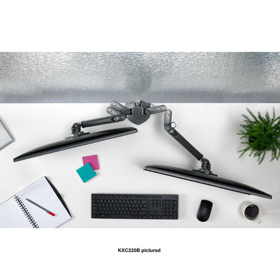 Chief Kontour Slim Dynamic Desk Mount KXD220B, dual-monitor arms spread overhead view
