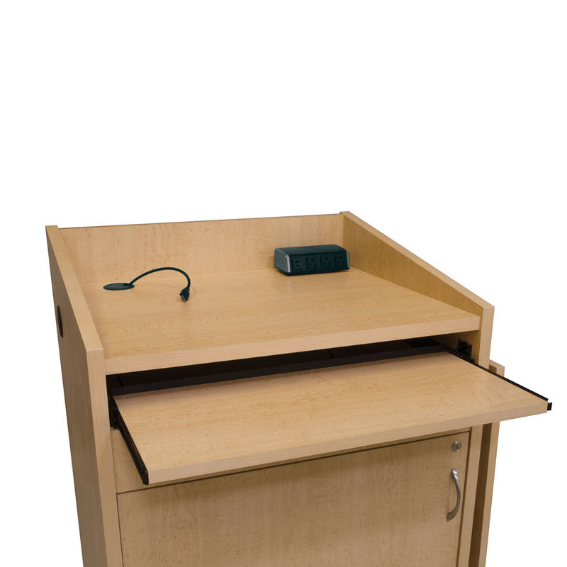 Middle Atlantic L2 Lectern L2LDC2CCMGE, lectern keyboard tray and power module detail
