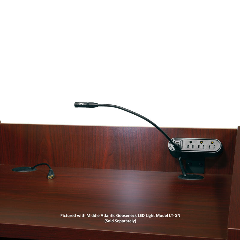Middle Atlantic L2 Lectern L2LDC2CCMGE, lectern reading light and power module installed