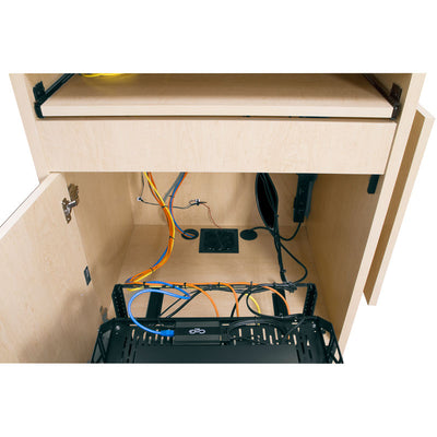 Middle Atlantic L2 Lectern L2LDC2CCMGE, lectern interior cable management and rack drawer
