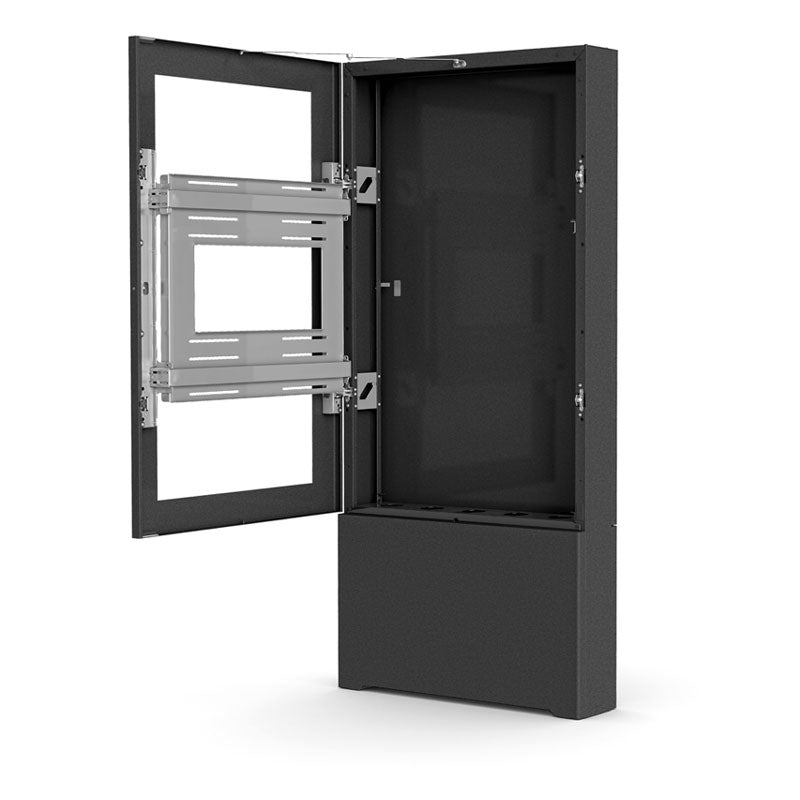 Chief Impact Floor Kiosk LF47UBP, outdoor display kiosk enclosure with front door open