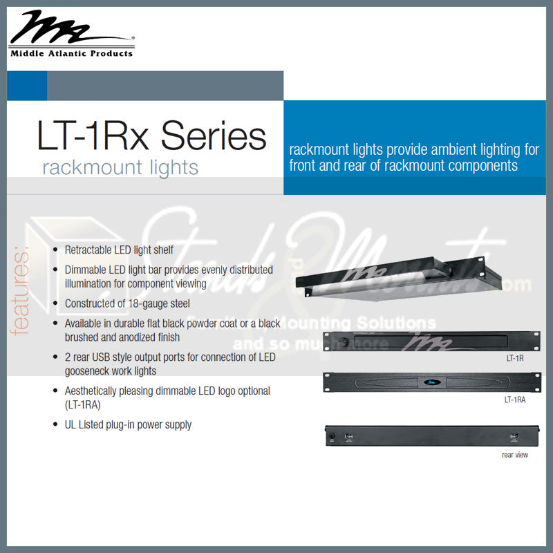 Middle Atlantic Retractable Rackmount Light Shelf LT-1RA, rack-mount light features overview