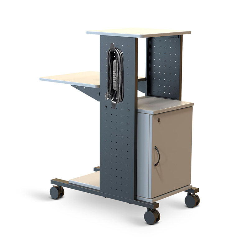 H. Wilson 4-Shelf Mobile Presentation Cart (Electric and Cabinet) WPS4CE