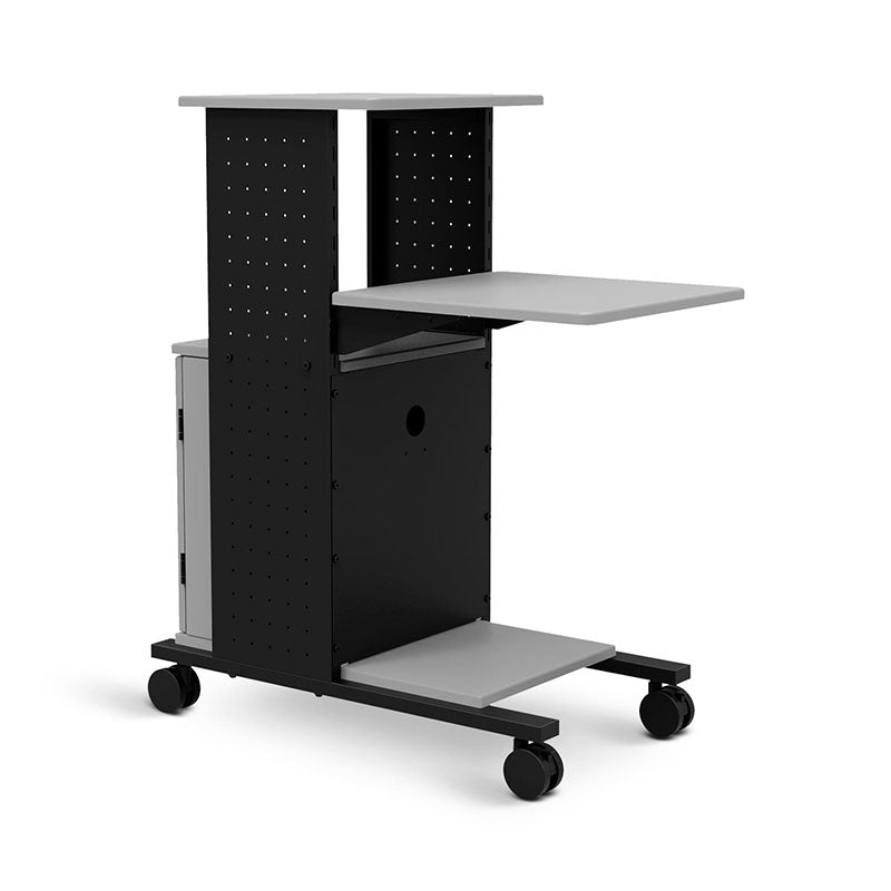 H. Wilson 4-Shelf Mobile Presentation Cart (Gray and Black, Cabinet) WPS4C
