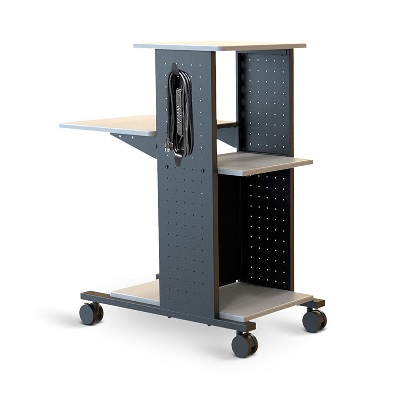 H. Wilson 4-Shelf Mobile Presentation Cart (Gray and Black, Electric) WPS4E
