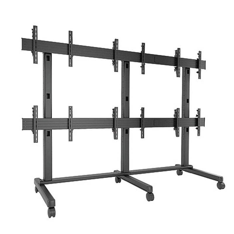 Chief FUSION 3x2 Micro Adjustable Large Video Wall Cart LVM3X2U, six-display mobile video wall cart front perspective