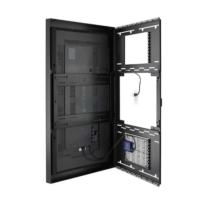 Chief Impact On-Wall Kiosk LW40UWPG, outdoor display kiosk enclosure with front door open