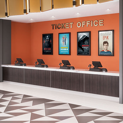 Chief Impact On-Wall Kiosk LW40UWPG, installed cinema ticket office display array