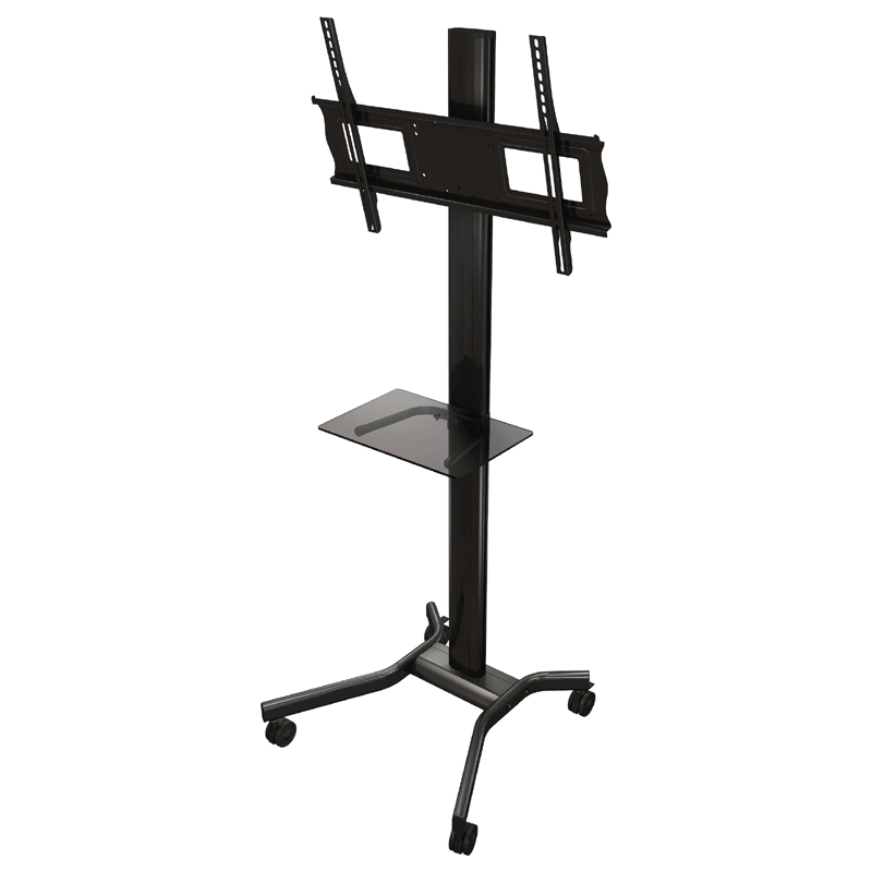 Crimson 72 inch Adjustable Height Mobile Cart with Glass Shelf for 37 to 63 inch Screens (Black) M631G