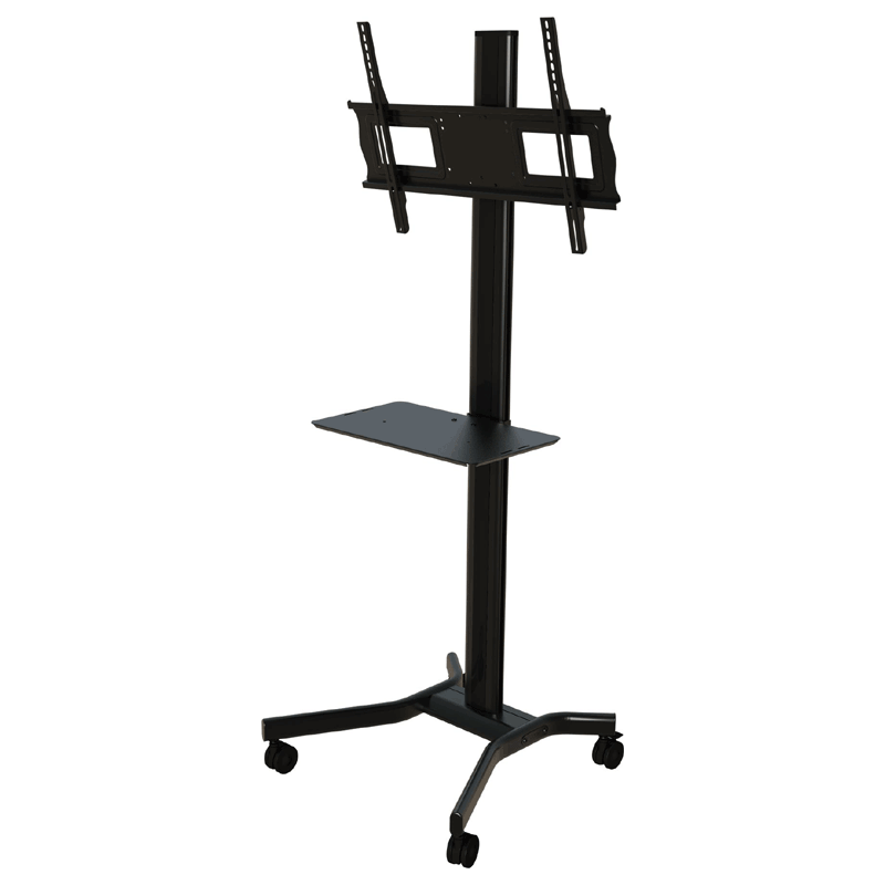 Crimson 72 inch Adjustable Height Mobile Cart with Metal Shelf for 37 to 63 inch Screens (Black) M631