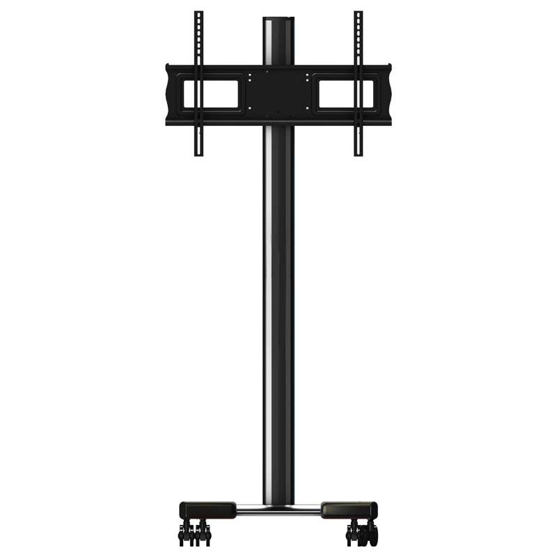 Crimson Large Adjustable Height Mobile TV Cart M63, dual-display mobile cart front view