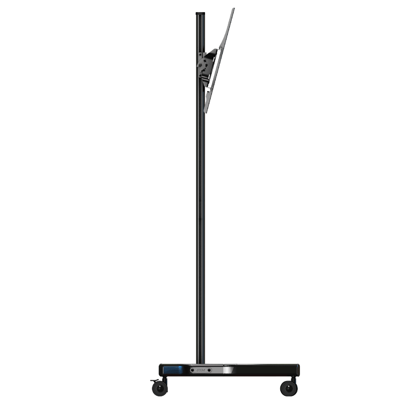 Crimson Large Adjustable Height Mobile TV Cart M63, dual-display mobile cart side view