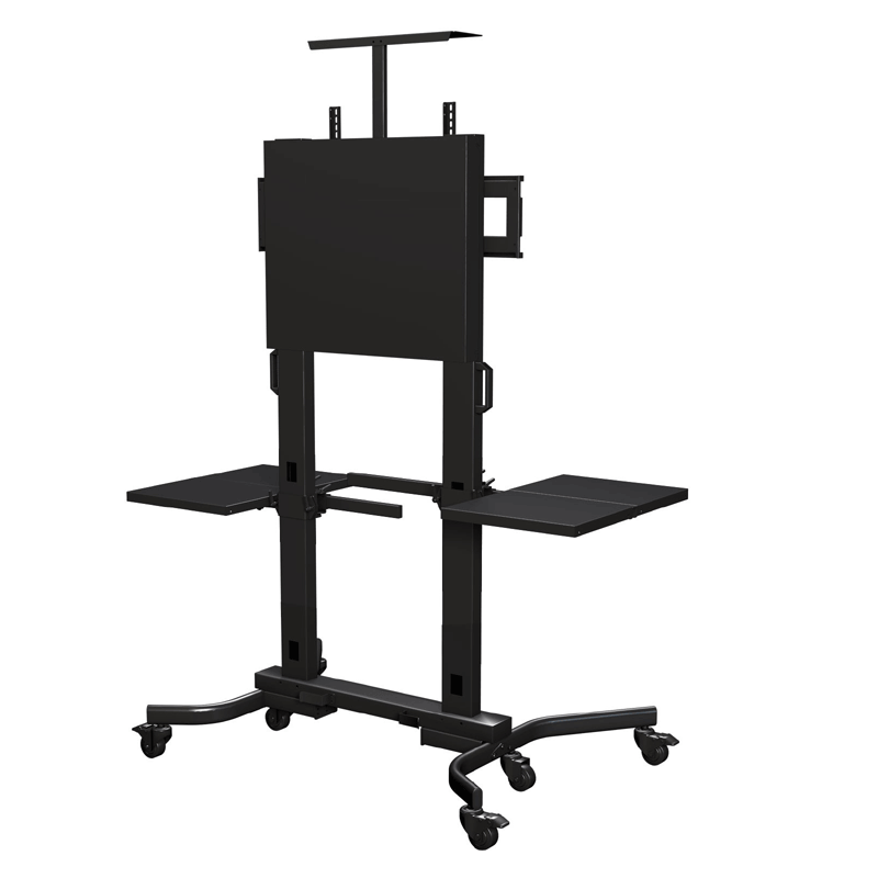 Crimson XL Education TV Cart M90EDU, mobile display cart front view with side shelves