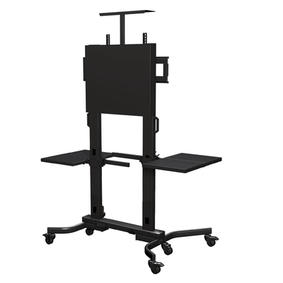 Crimson XL Education TV Cart M90EDU, mobile display cart front view with side shelves
