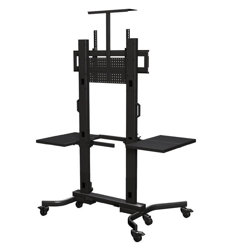 Crimson XL Education TV Cart M90EDU, mobile display cart rear view with side shelves