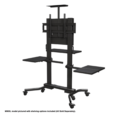 Crimson Extra Large Heavy Duty Mobile TV Cart M90, mobile display stand with side shelves
