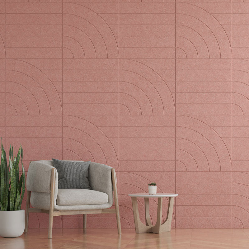 Middle Atlantic TruTile 2x2 Acoustic Wall Panel AUTT22SQDACSMCWH, blush acoustic wall tiles installed room view