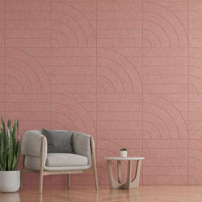 Middle Atlantic TruTile 2x2 Acoustic Wall Panel AUTT22SQDACSMCWH, blush acoustic wall tiles installed room view
