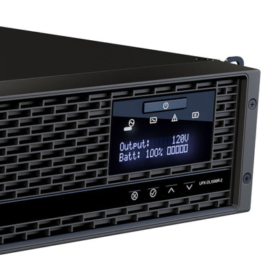 Middle Atlantic NEXSYS UPS Backup Power UPX-OL1500R-2, UPS control panel in close-up