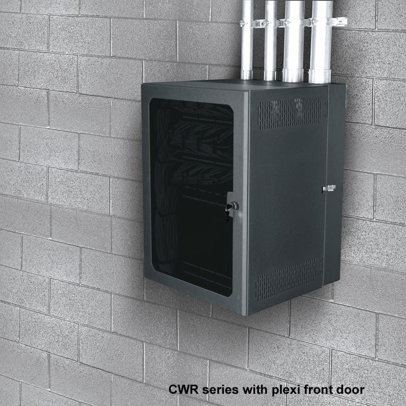 Middle Atlantic Data Swing Wall Rack CWR-12-17VD, wall-mounted network cabinet with closed plexiglass door