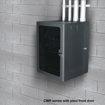 Middle Atlantic Data Swing Wall Rack CWR-12-17VD, wall-mounted network cabinet with closed plexiglass door