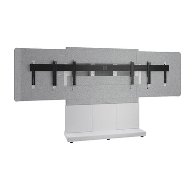 Middle Atlantic Forum Display Stand FM-DS-6675FS-JD8W, video wall mount installed on acoustic panel