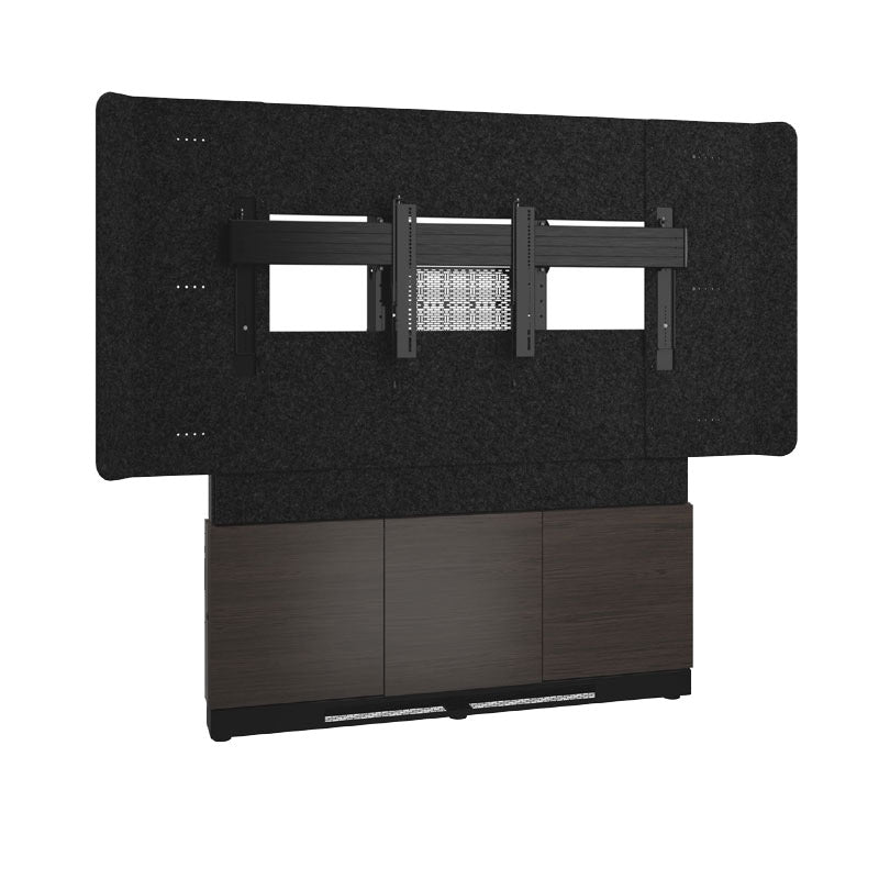 Middle Atlantic Forum Display Wall Stand FM-DS-6675FW-EA3B, wall-mounted display rear view with media cabinet