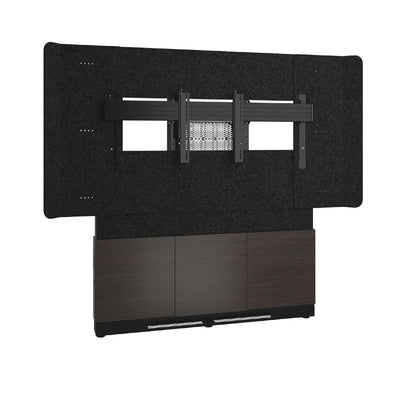 Middle Atlantic Forum Display Wall Stand FM-DS-6675FW-EA3B, wall-mounted display rear view with media cabinet
