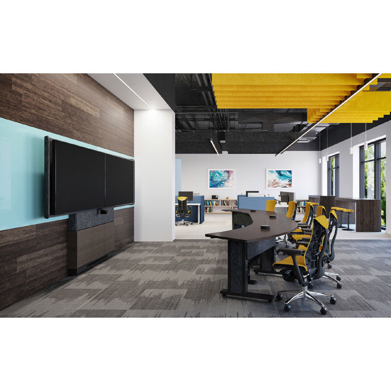 Middle Atlantic Forum Display Stand FM-DS-4875FS-BA3B, media wall installed conference room view
