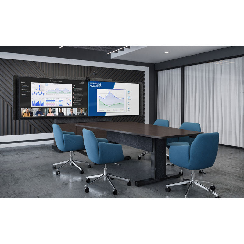 Middle Atlantic Forum Display Stand FM-DS-4875FS-BA3B, dual-display media wall installed conference room view