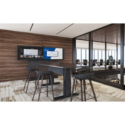 Middle Atlantic Forum Display Stand FM-DS-4875FS-BA3B, dual-display media wall installed collaborative workspace view