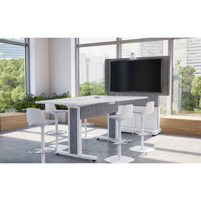 Middle Atlantic Forum Display Stand FM-DS-4875FS-BA3B, media table with display installed meeting area view
