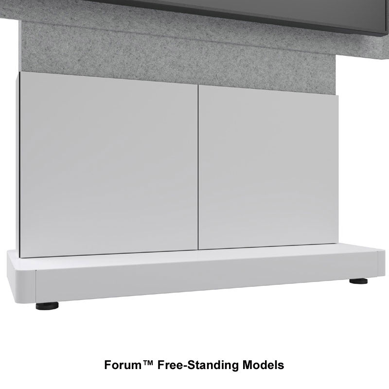 Middle Atlantic Forum Display Stand FM-DS-4875FS-BA3B, free-standing media wall front view with doors closed