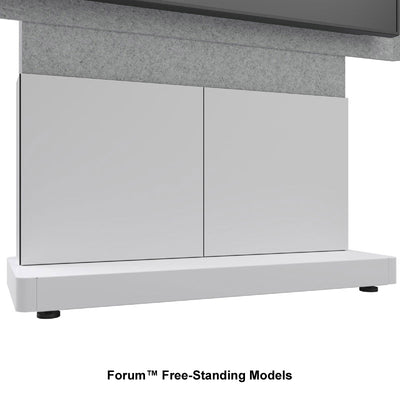 Middle Atlantic Forum Display Stand FM-DS-4875FS-BA3B, free-standing media wall front view with doors closed