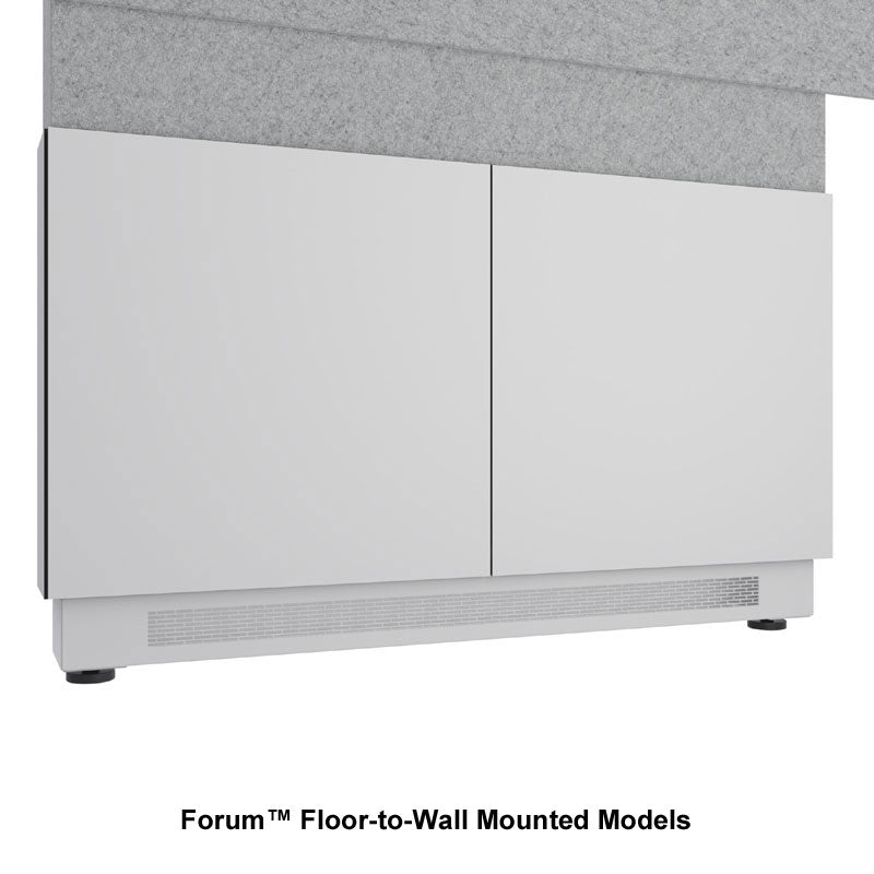Middle Atlantic Forum Display Stand FM-DS-4875FS-BA3B, floor-to-wall media wall front view with doors closed