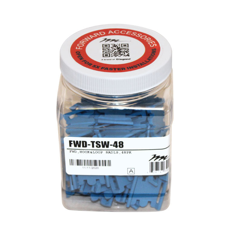 Middle Atlantic Forward Cable Management FWD-TSW-48, blue cable saddles in storage container