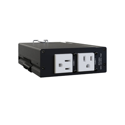 Middle Atlantic NEXSYS Compact Power PDX-215C, dual-outlet power module angled view