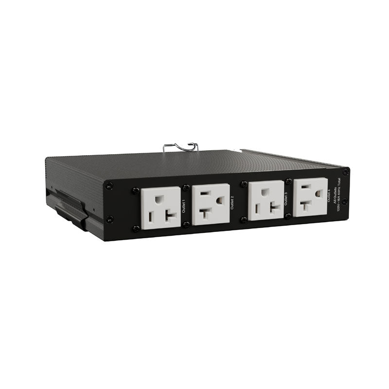Middle Atlantic NEXSYS Compact Power PDX-620C, four-outlet power module angled view