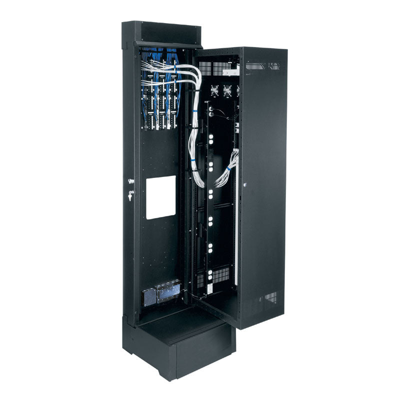 Middle Atlantic Large Pivoting Wall Rack SR-24-32, tall equipment rack cabinet open front view