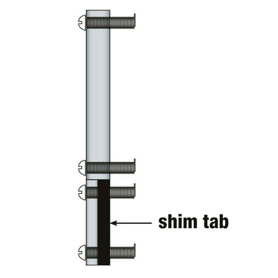 Middle Atlantic Faceplate Shim Tabs ST1MP, shim tab installation diagram