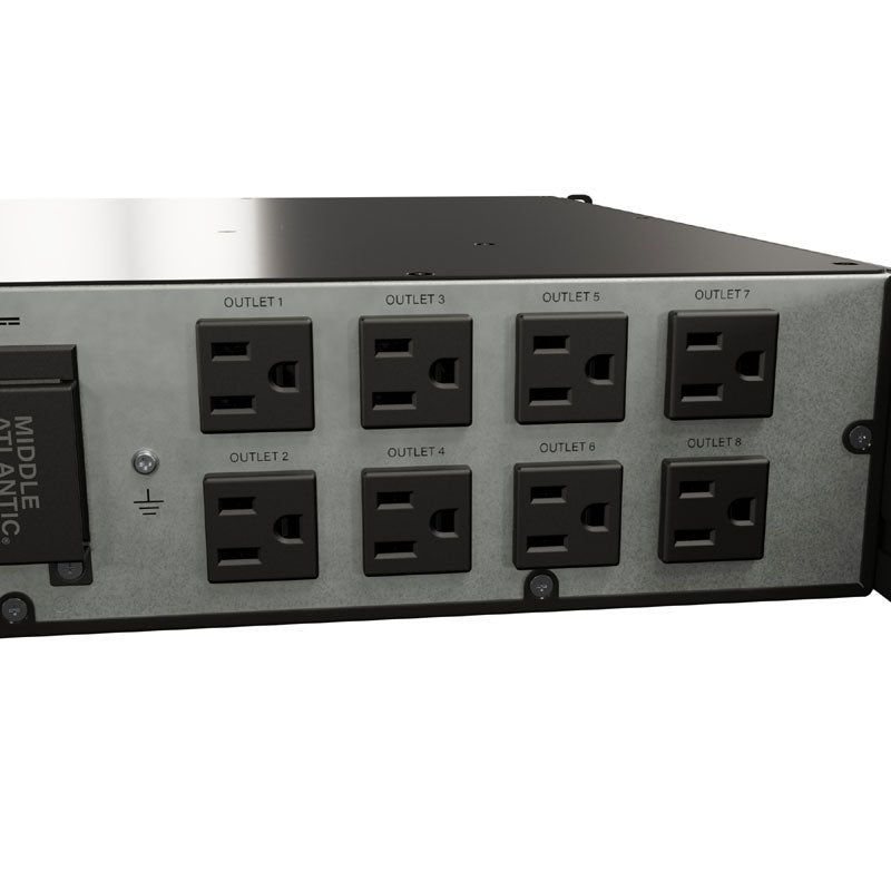 Middle Atlantic NEXSYS UPS Backup Power UPX-RLNK-1000R-8, rackmount UPS outlet bank detail