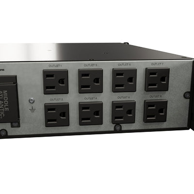 Middle Atlantic NEXSYS UPS Backup Power UPX-RLNK-1000R-8, rackmount UPS outlet bank detail